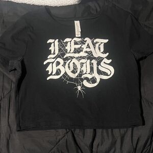 Bella Canvas Black Crop Top with White Print